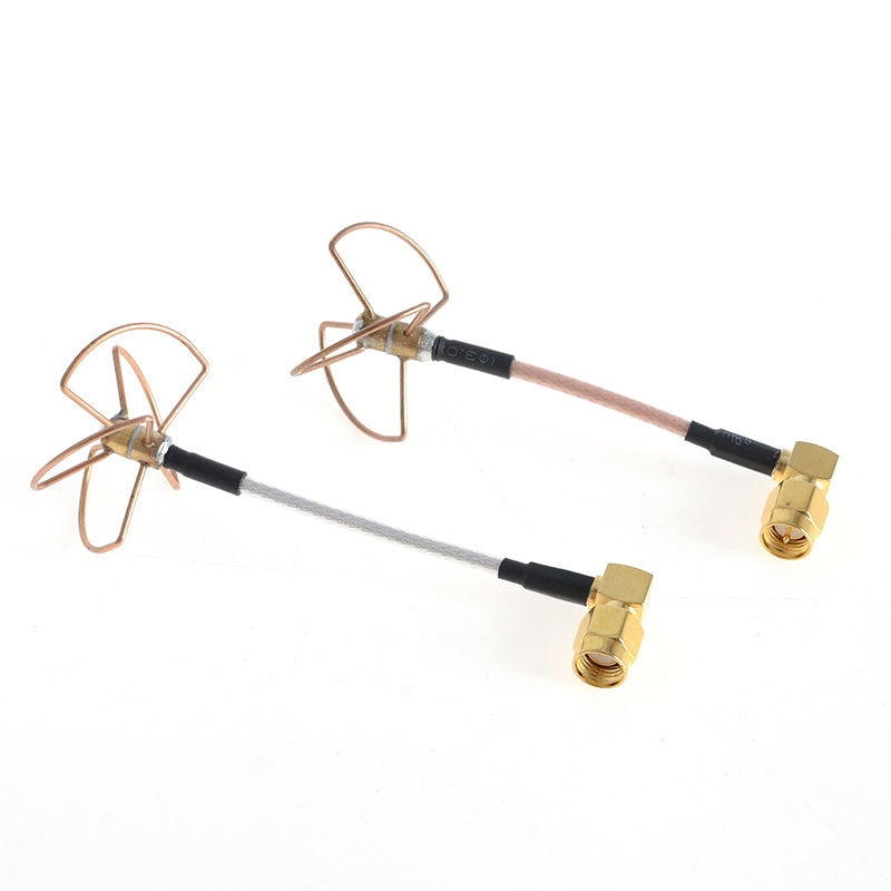 ★FPV 5.8G Clover 3 Blade Transmitting w- 4 Blade Receiving Antenna(TX w- RX) Right Angle -Bore Connector 21047