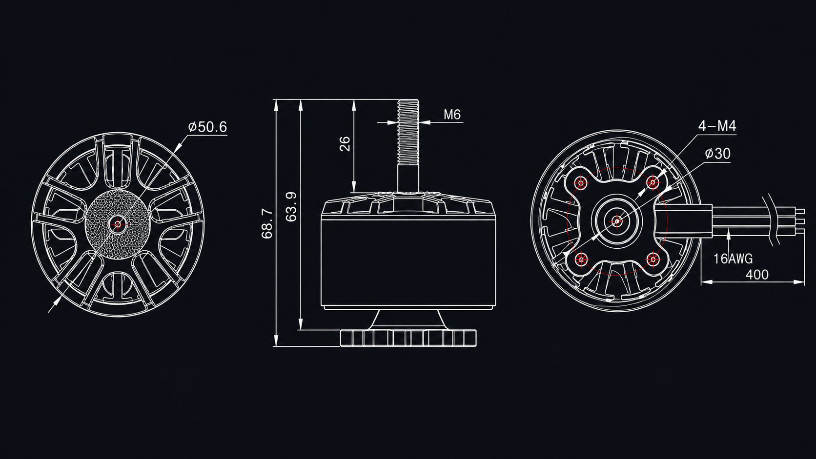 ECO II 4320 Brushless Motor engineering drawing 1