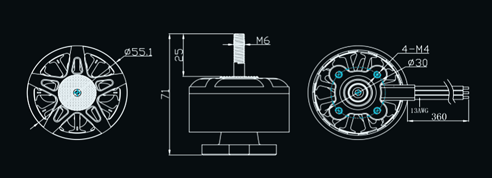 ECO II 4720 Brushless Motor engineering drawing 1
