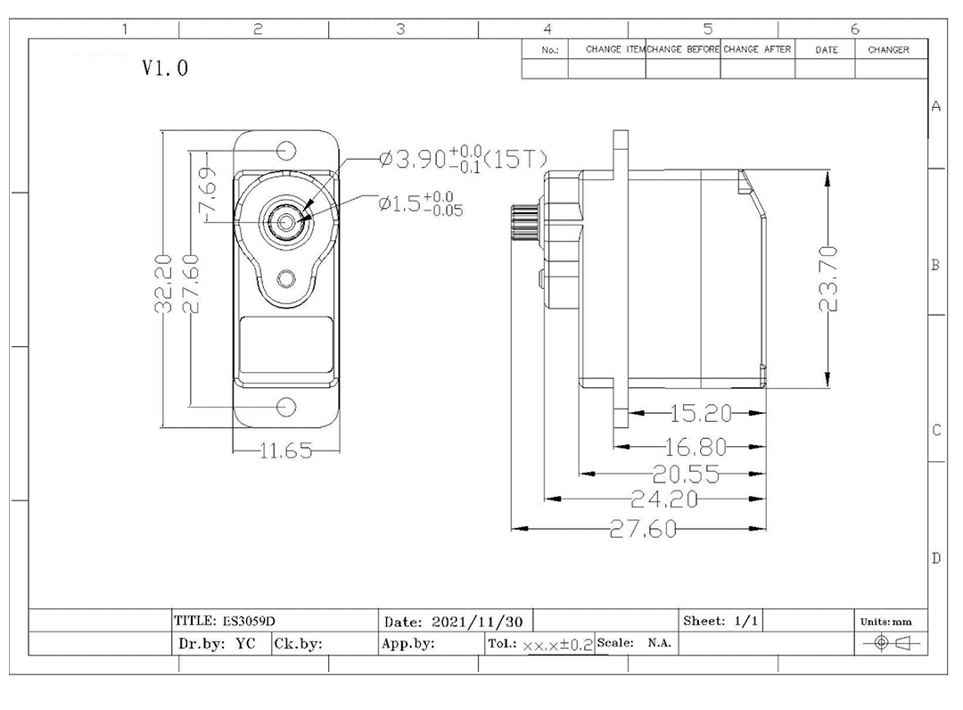 Emax ES3059D 9g digital actuator for RC model and robot PWM actuator official specification page 2